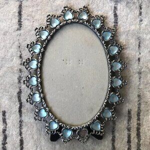 Victorian Silver Heart Photo Frame Ornate Filigree Detail Oval